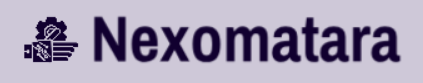 Nexomatara logo on a light purple background