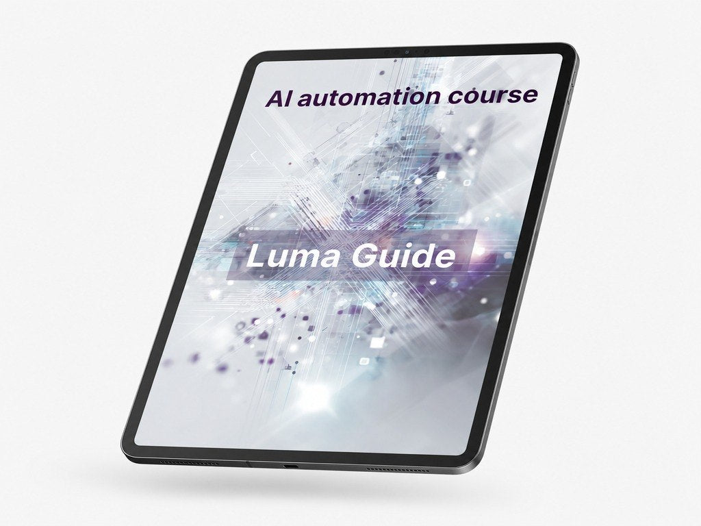 Luma Guide AI automation course on a tablet with a white background
