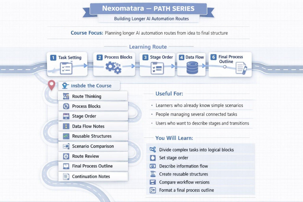 Nexomatara PATH Series course outline for building automation routes on a white background